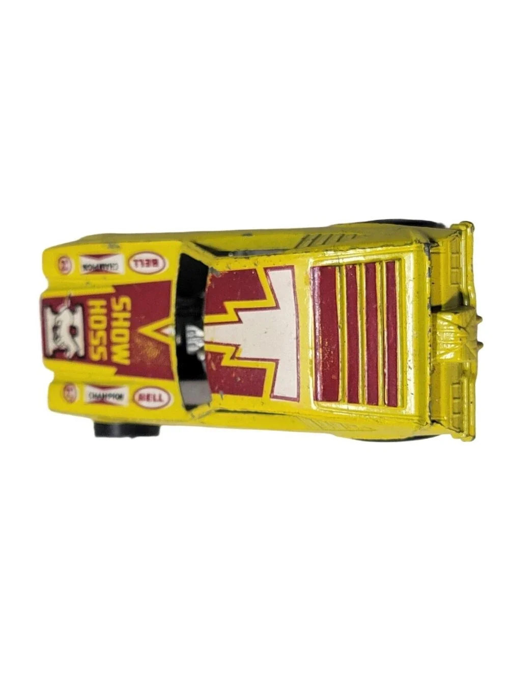 Vintage 1969 HOT WHEELS 'Show Hoss' Blackwall Dragster Mustang Yellow